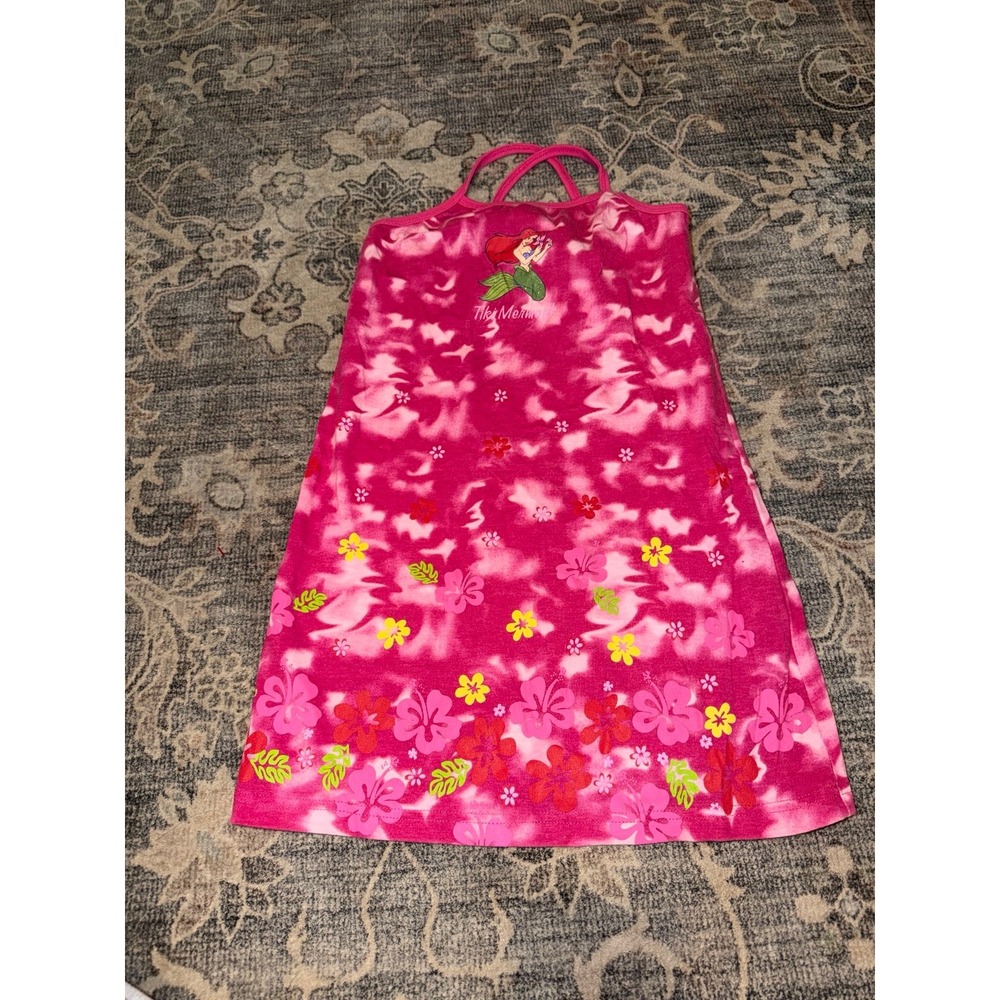 Vintage Y2K Disney Little Mermaid Tiki Dress Pink Floral
